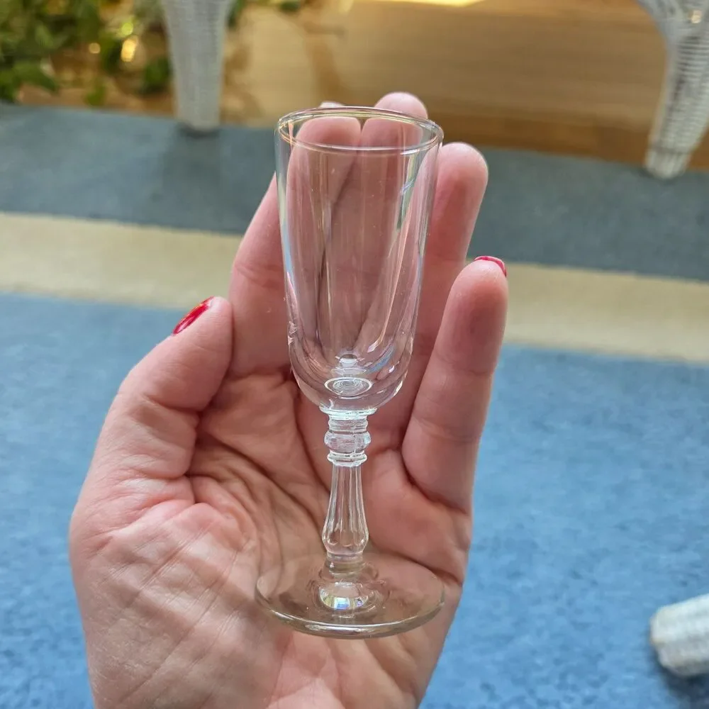 Vintage Libbey Cordial Columbian Clear Stemmed Glasses Pair And Carafe Decanter